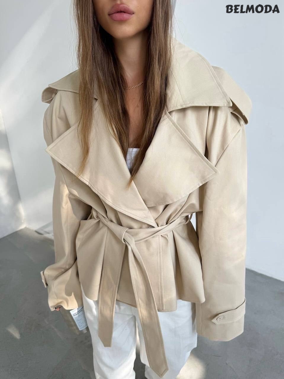 тренч с поясом,женский тренч,куртка повседневная,короткий тренч,плащ женский