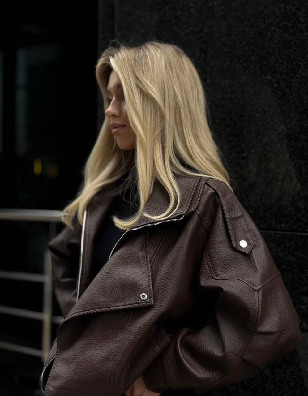 кожаная куртка,косуха куртка кожаная оверсайз chauzi,кожаная куртка косуха,куртка косуха,куртка косуха женская