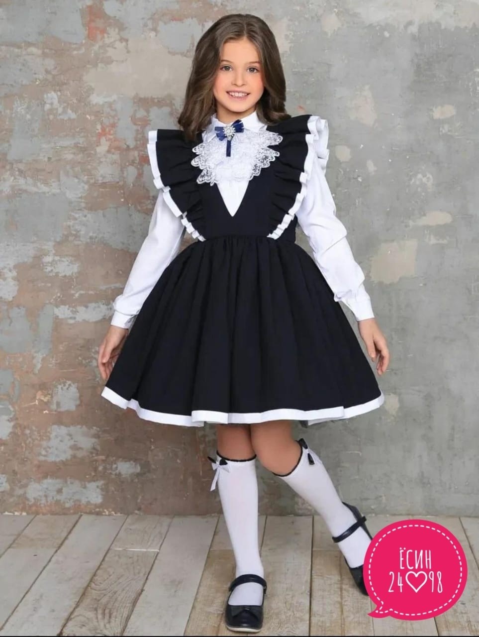школьный сарафан с крылышками леди цвет темно синий арт 89002,сарафан нарядный школьная форма laura with love,сарафан школьный для девочек,сарафан для девочек школьный нарядный,школьный сарафан с крыл
