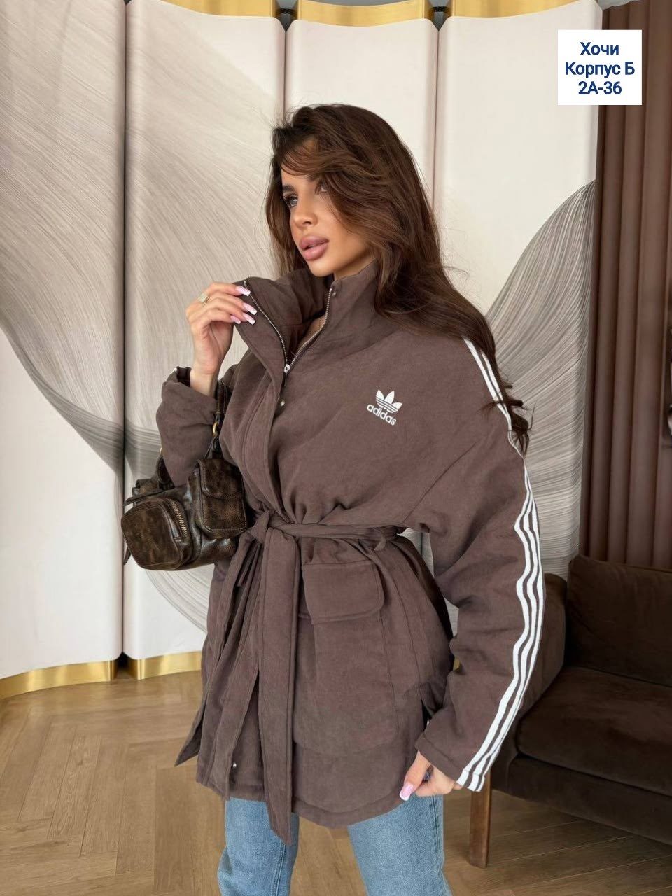коричневая куртка с воротником в стиле 70-х adidas originals 'adicolor',куртка adidas originals adicolor,женский пуховик adidas,куртка женская,зимняя куртка adidas originals