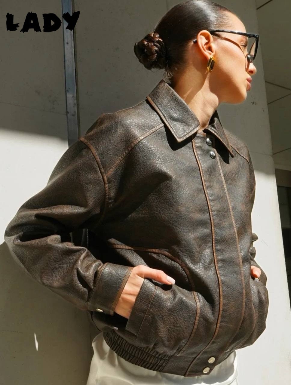 куртка бомбер оверсайз кожаная c&c fashion,куртка женская кожаная,кожаная куртка оверсайз,кожаная куртка,кожаная куртка бомбер