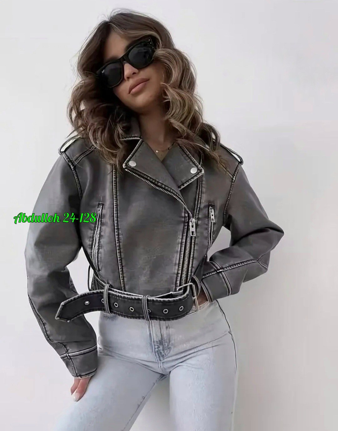 стильная куртка косуха,куртка косуха женская,кожаная куртка женская косуха,стильная женская куртка косуха укороченная серая,косуха женская кожаная
