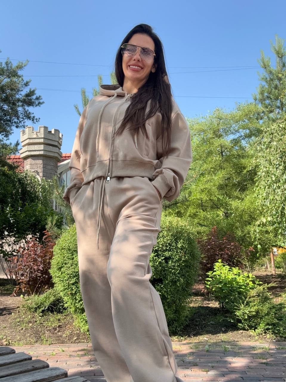 костюм женский,брючный костюм,костюм с брюками,спортивный костюм бежевый,костюм трикотажный