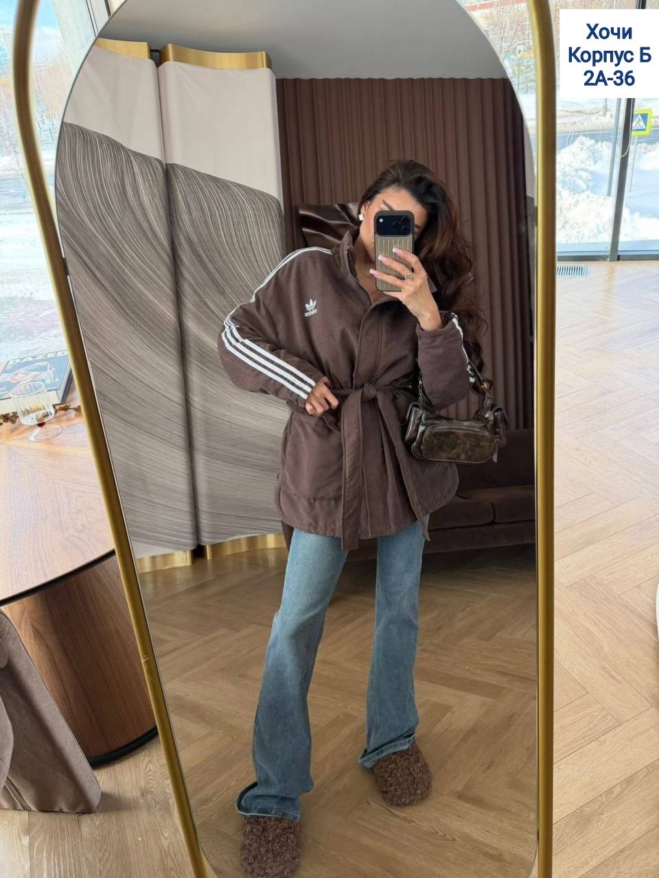 коричневая куртка с воротником в стиле 70-х adidas originals 'adicolor',куртка adidas originals adicolor,женский пуховик adidas,куртка женская,зимняя куртка adidas originals