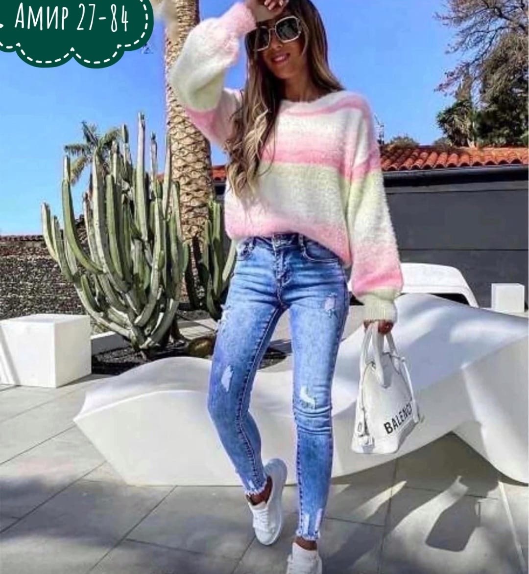 джинсы женские,модные вязаные кофты,свитер,женские свитера,градиентный свитер