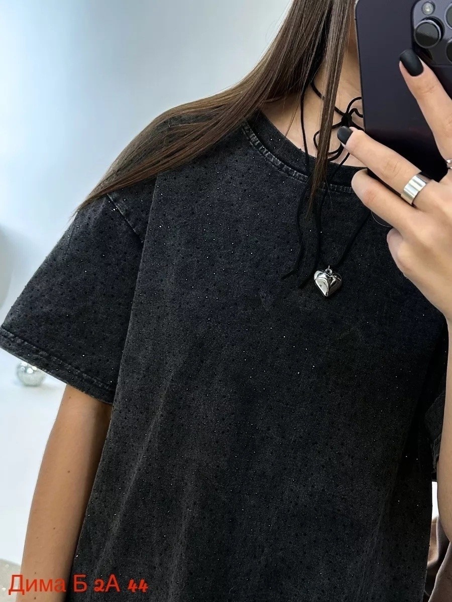 футболки женская,футболка со стразами,футболка оверсайз со стразами,женская футболка оверсайз со стразами,футболка оверсайз со стразами emlis цвет светло-серый