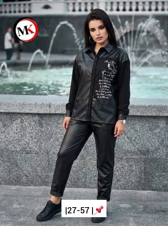 брючный костюм из экокожи,костюм из экокожи,костюм из экокожи женский,рубашка из экокожи,стильный костюм