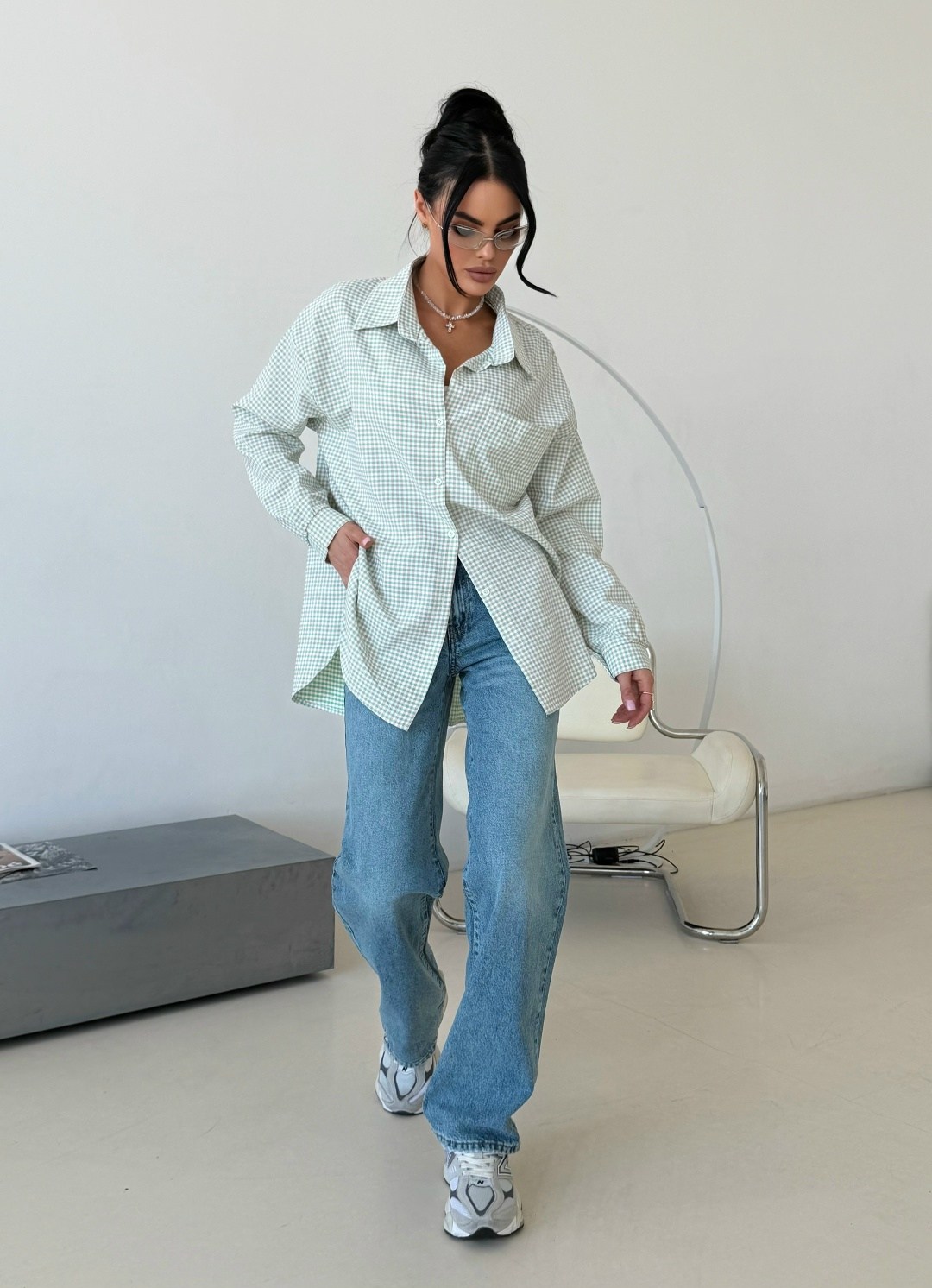 хлопковая рубашка в клетку cosmo brand,рубашка женская,рубашка,стильная рубашка,хлопковая рубашка в полоску оверсайз gu ma