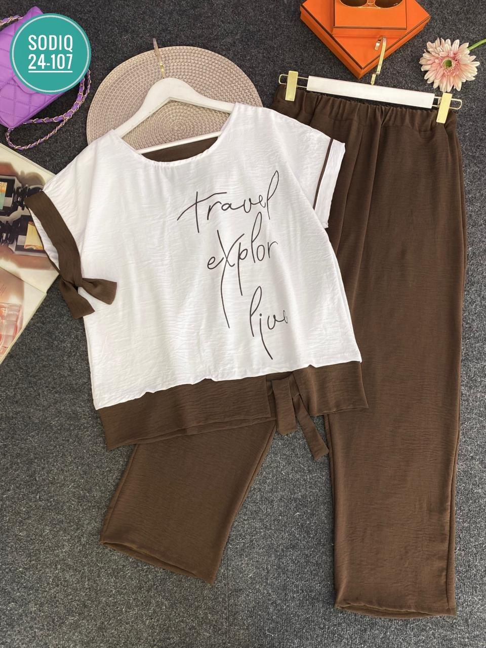 летние костюмы женские,брючный комплект,костюм с брюками,летние костюмы,блуза свободного силуэта