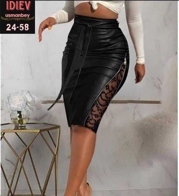 юбка эко кожа,юбка из искусственной кожи,кожаная юбка,юбка для женщин,кожаная юбка карандаш с разрезом