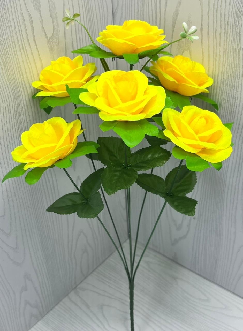 искусственные цветы,цветы искусственные декоративные розы 7 бутонов + зелень 42 см,цветок искусственный розы,цветок искусственный декоративный роза,розы искусственные