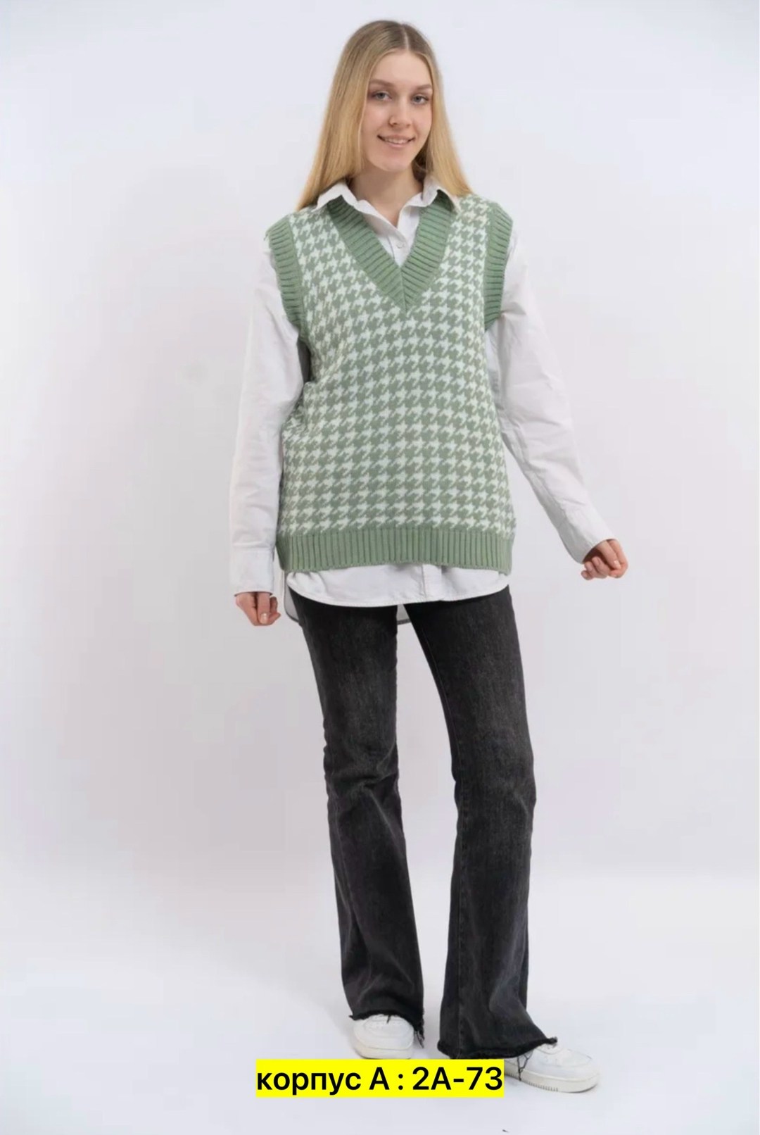 женский свободный вязаный жилет с узором "гусиные лапки",жилет женская вязаная,женский свободный вязаный жилет с рисунком гусиные лапки,жилетка вязаная,жилетка вязаная женская