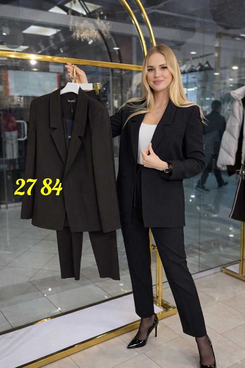 костюм брючный,модные костюмы,костюм классический,костюм брючный двойка классический,брючный костюм vilena 1018 черный