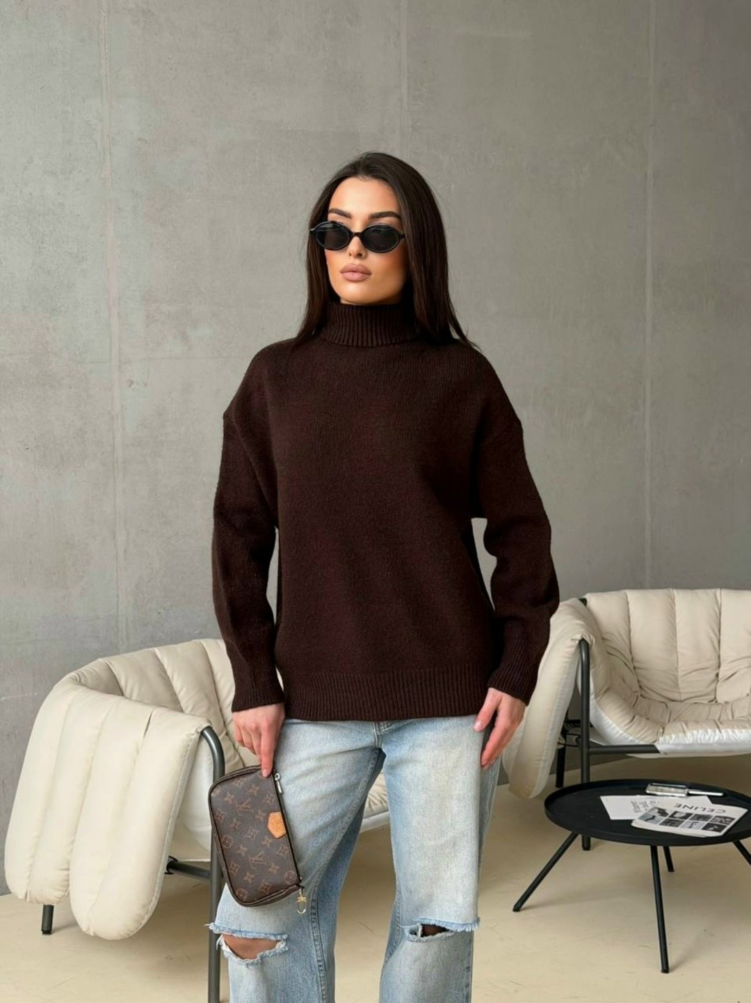 оверсайз свитер,свитер оверсайз вязаный удлиненный c горлом,свитер удлиненный оверсайз с горлом damtex,свитер удлиненный оверсайз с горлом damtex голубой,джемпер