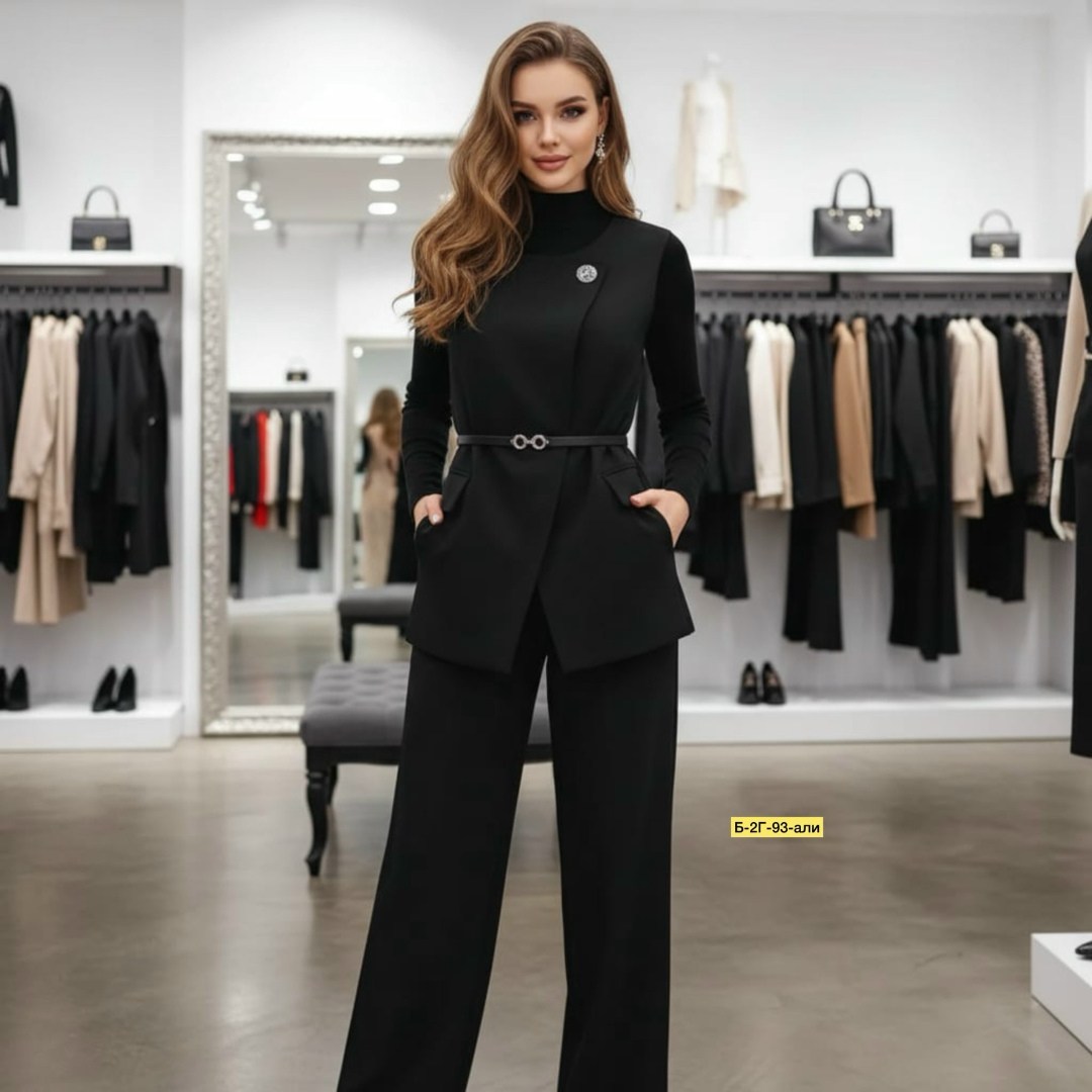 жилет женский 4347/04/шоколадный,костюм брючный женский юрс,брючный костюм элегантный,костюм с брюками,женские брючные костюмы