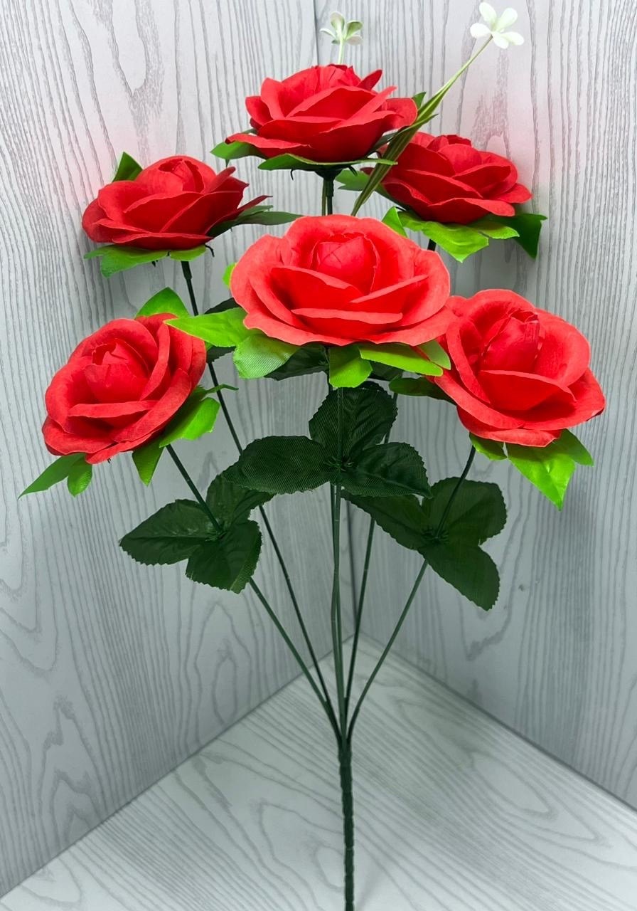 искусственные цветы,цветы искусственные декоративные розы 7 бутонов + зелень 42 см,цветок искусственный розы,цветок искусственный декоративный роза,розы искусственные