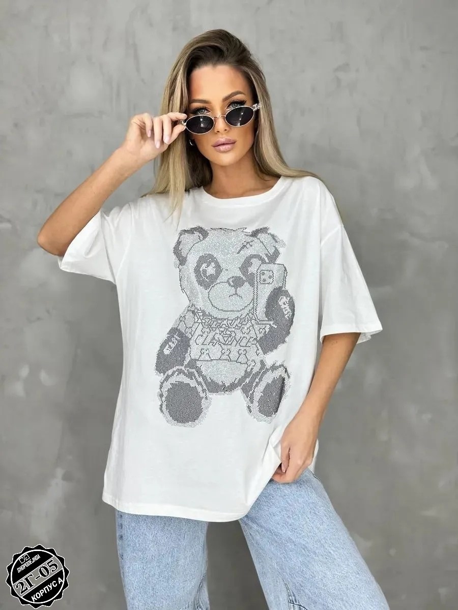 футболка оверсайз со стразам,футболки женские оверсайз,стильные футболки женские,футболки женская,футболки женская оверсайз с принтом
