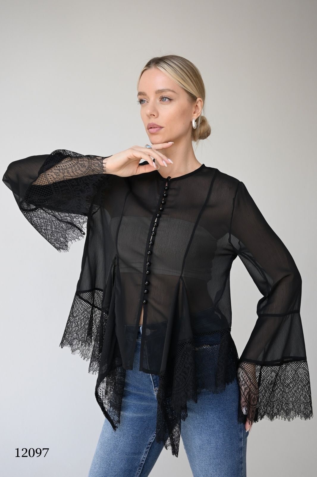 блузка с оборками,блуза,женская блуза,модная блузка,прозрачная блузка