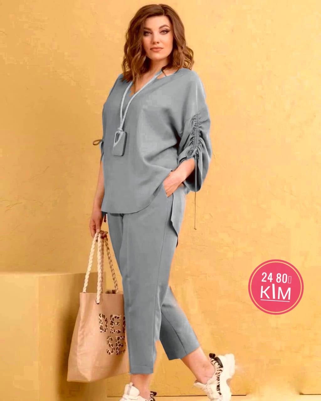 костюм женский,брючный комплект,костюм с брюками,одежда для полных,брючный костюм артикул 1213 мята от мишельстиль