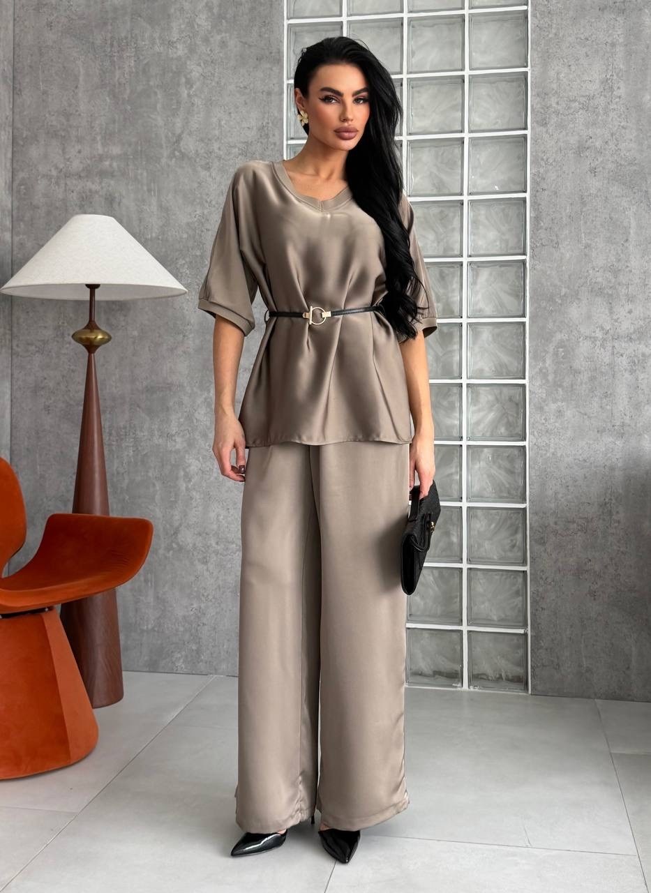 шелковый костюм брючный bloom&be,атласный костюм,брючный костюм,атласный брючный костюм,брючный костюм женский вечерний атласный