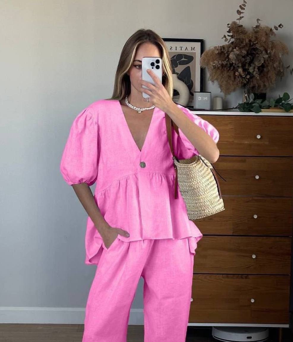 летние костюмы,летние костюмы женские,костюм желтый,костюм с брюками,льняной костюм