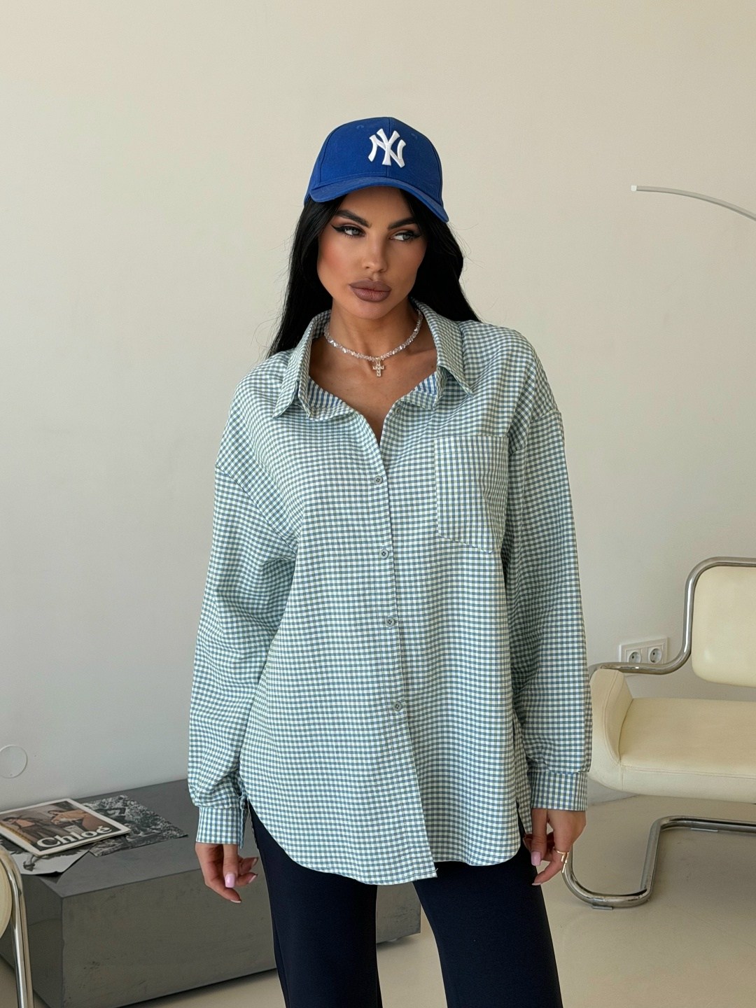 женская рубашка,рубашка,хлопковая рубашка в клетку cosmo brand,стильная рубашка,блузка оверсайз