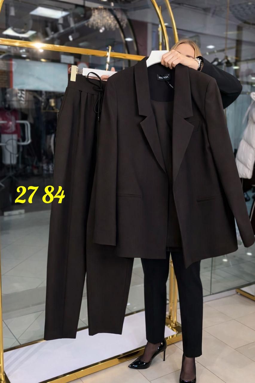 костюм брючный,модные костюмы,костюм классический,костюм брючный двойка классический,брючный костюм vilena 1018 черный