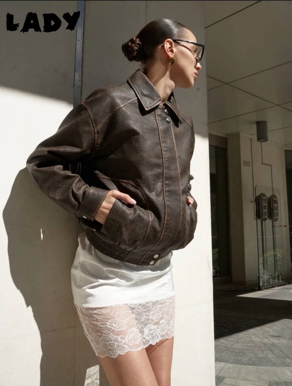 куртка бомбер оверсайз кожаная c&c fashion,куртка женская кожаная,кожаная куртка оверсайз,кожаная куртка,кожаная куртка бомбер