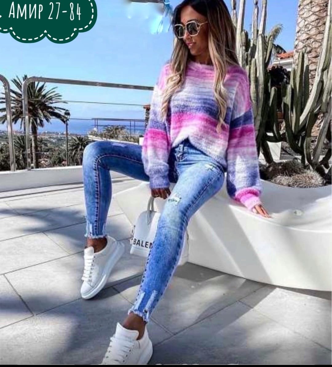 джинсы женские,модные вязаные кофты,свитер,женские свитера,градиентный свитер