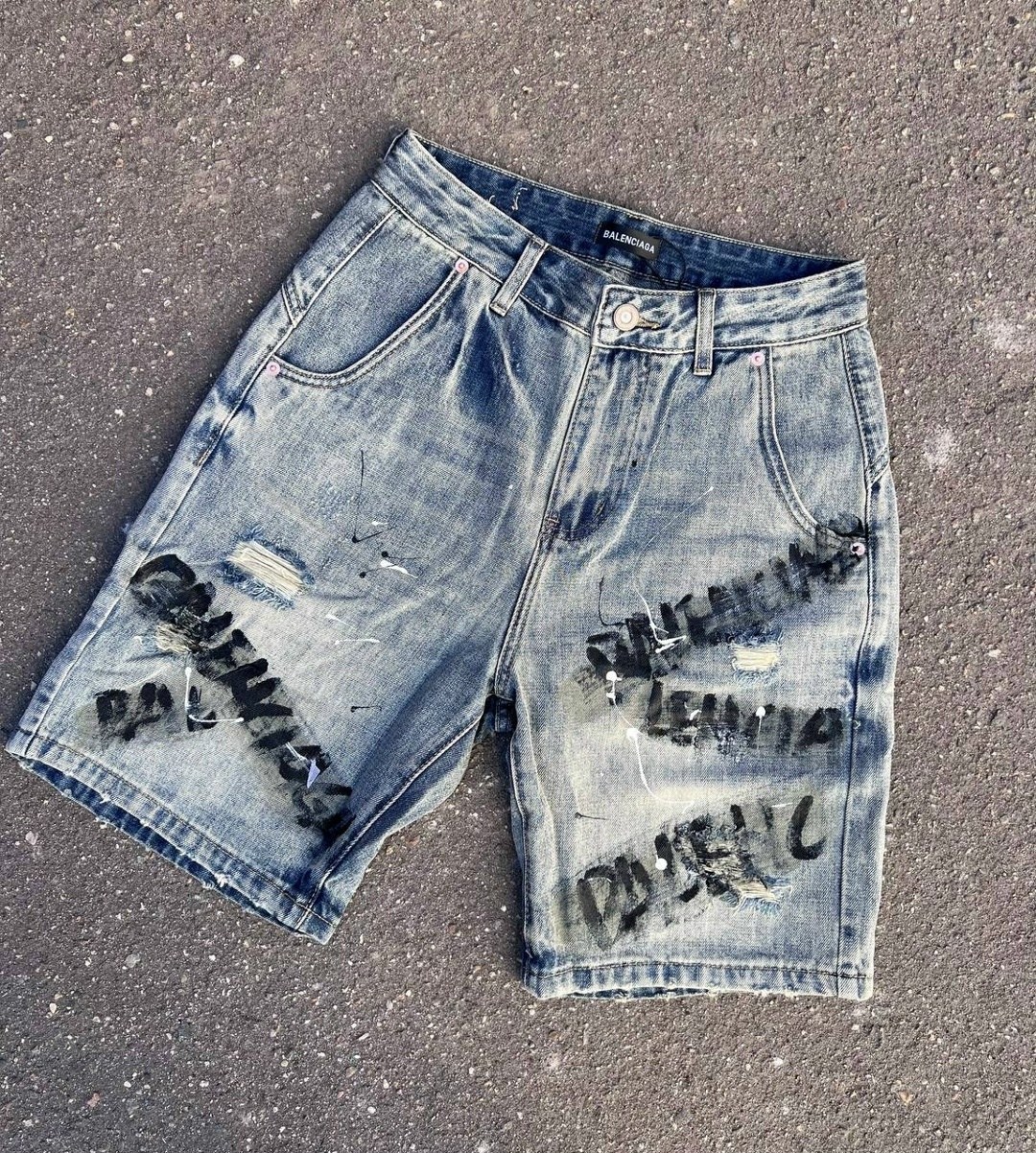 philipp plein шорты джинсовые мужские,джинсовые шорты мужские,джинсовые шорты,мужские джинсовые шорты с графическим принтом,шорты мужские