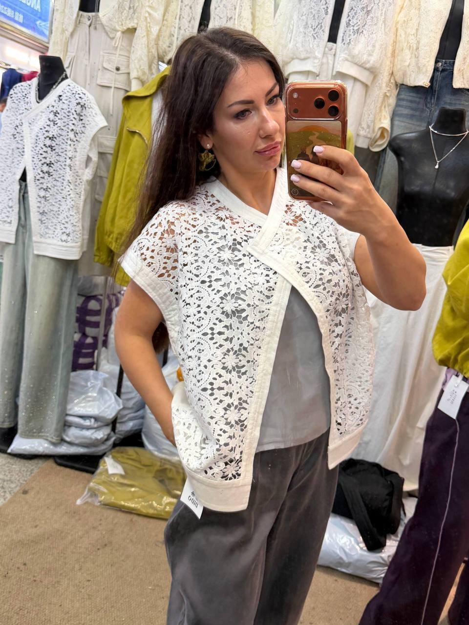 свободный кардиган-жилет крючком one size белый,ажурный жилет,жилет кружевной,жилет ажурный вязаный,кружевной кардиган