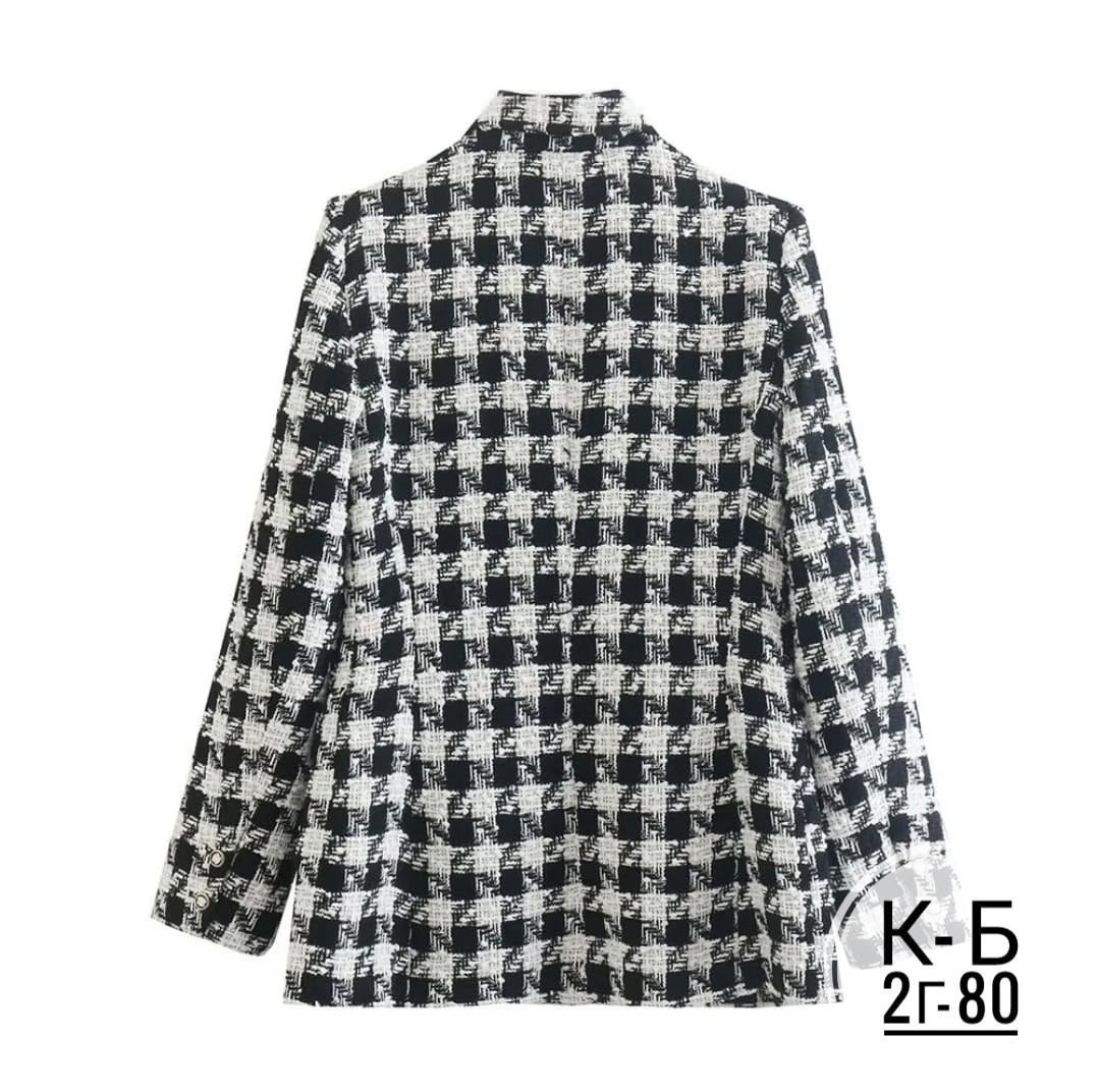 жакет в клетку,жакет твидовый,пиджак с рисунком гусиная лапка,карманы на твидовом жакете,блейзер в клетку