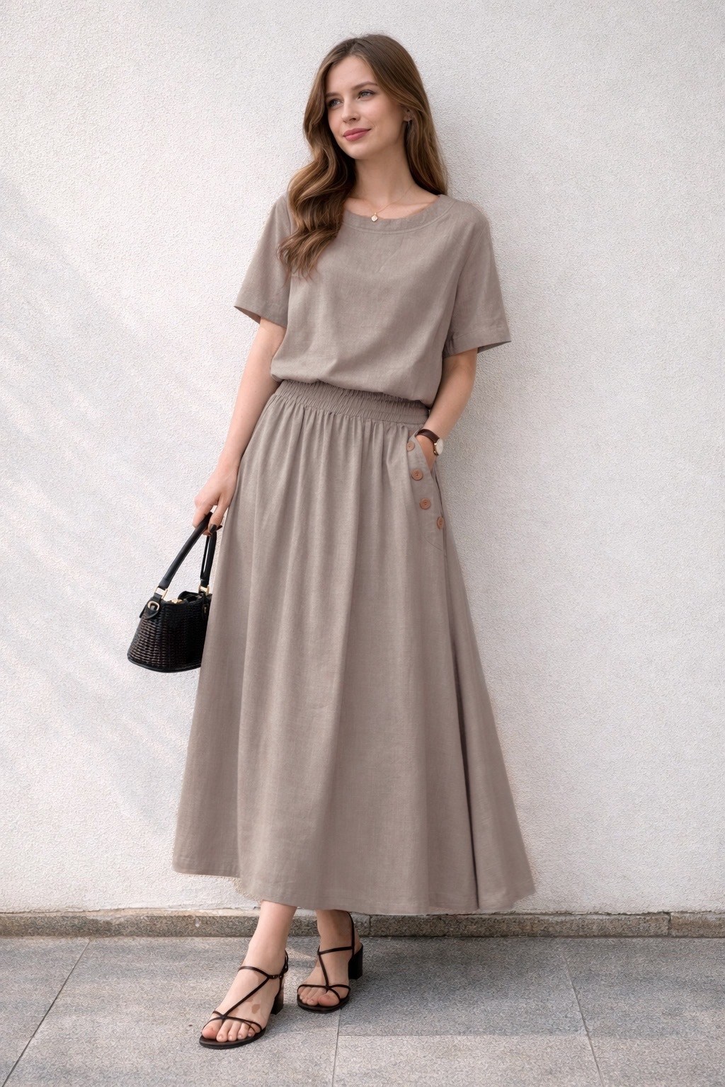 юбка средней длины,льняная юбка,юбка,юбка женская,длинная юбка