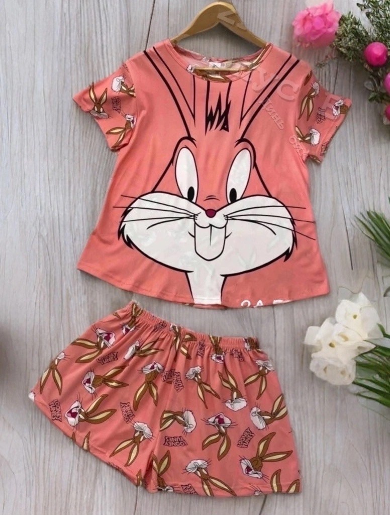 пижама с багз банни женская,пижама женская,пижама багз банни,домашний костюм с шортами,пижама