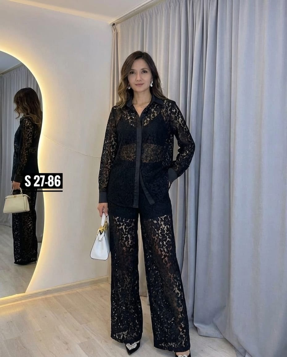 костюм двойка женский брючный кружевной,брючный костюм,костюм двойка гипюр,костюм кружевной брючный с поясом гипюр emberens,гипюровый костюм