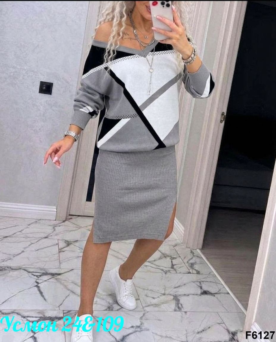 женский костюм двойка лапша,костюм женский двойка,костюм двойка трикотаж,костюм женский двойка юбка с джемпером,женский трикотажный костюм с юбкой черный с белым