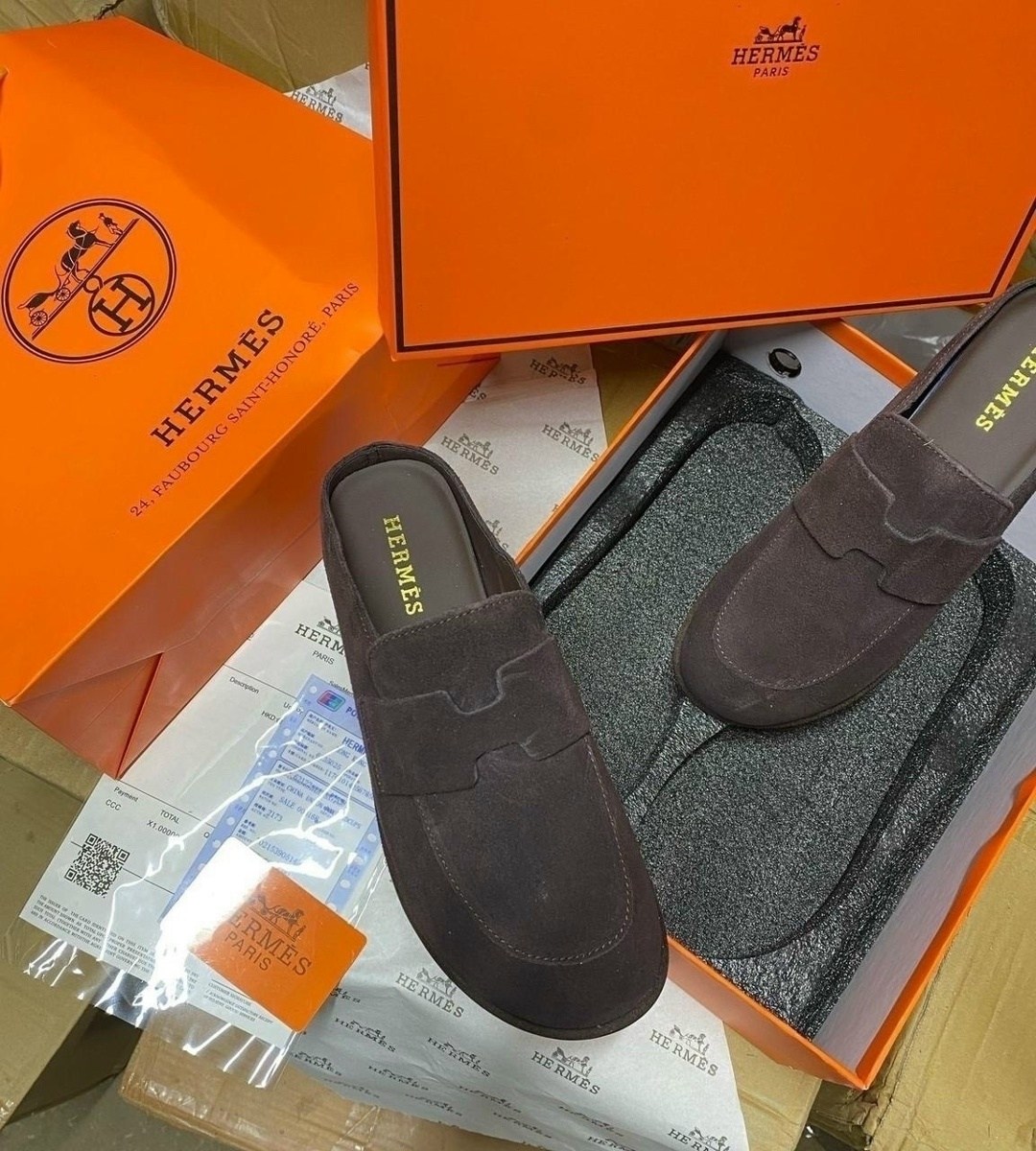 ,замшевые мюли, hermes,гермес ,эрмес тапки