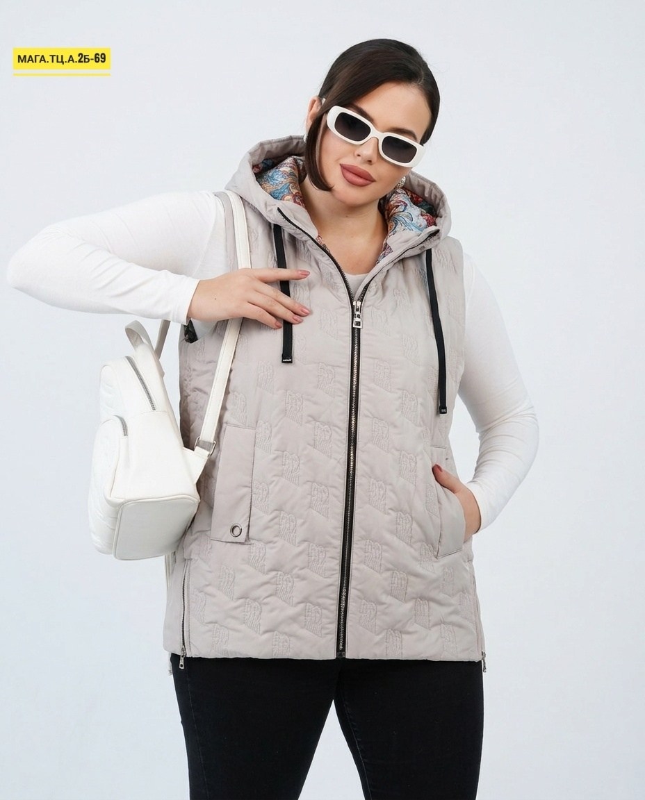 жилетка стеганая утепленная с капюшоном luxelady,жилет утепленный женский,жилет женский,жилет утепленная,жилетка демисезонная женская