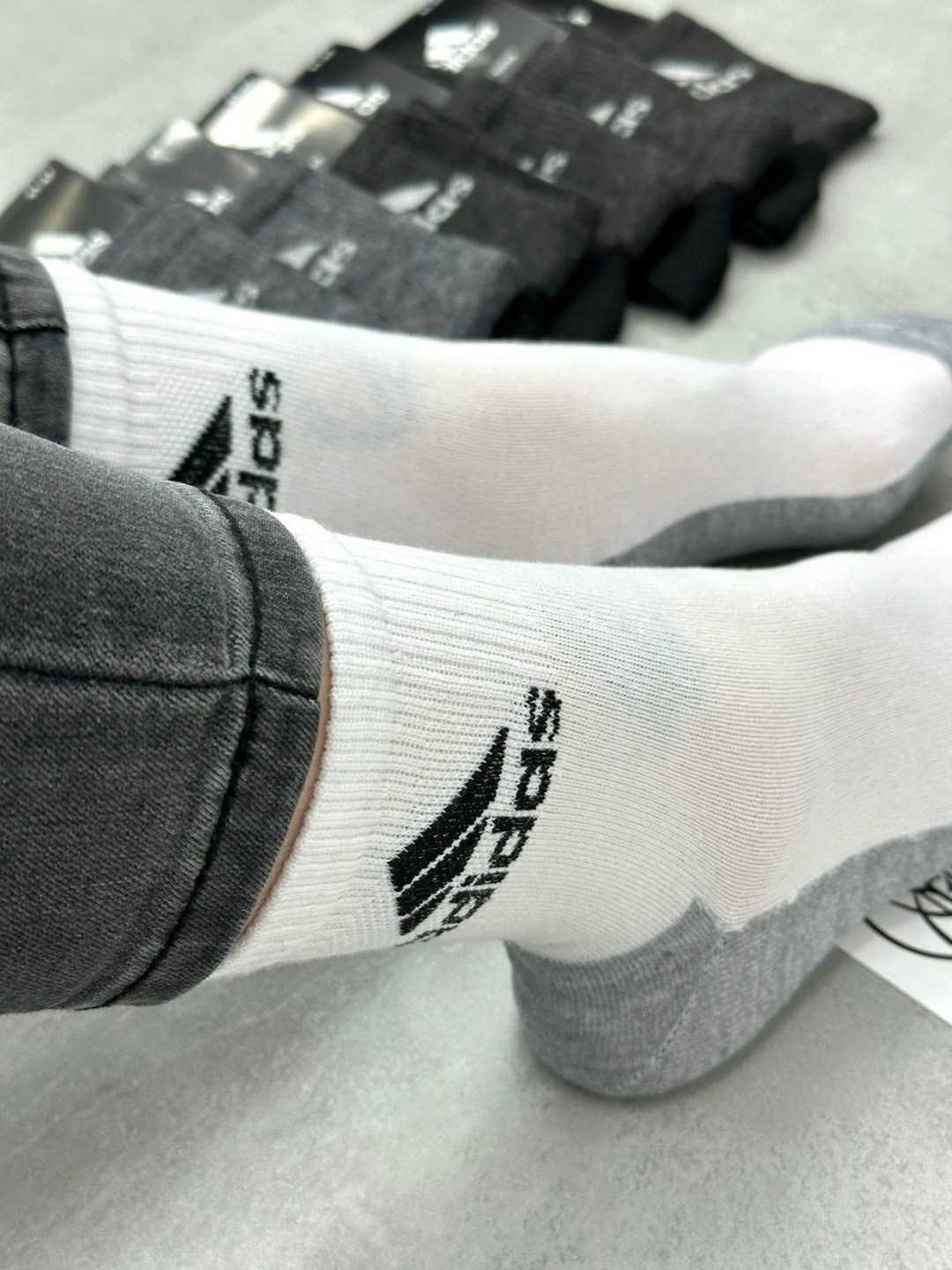 носки адидас бело серые,комплект носков adidas,мужские носки,комплект носки мужские,мужские короткие носки набор