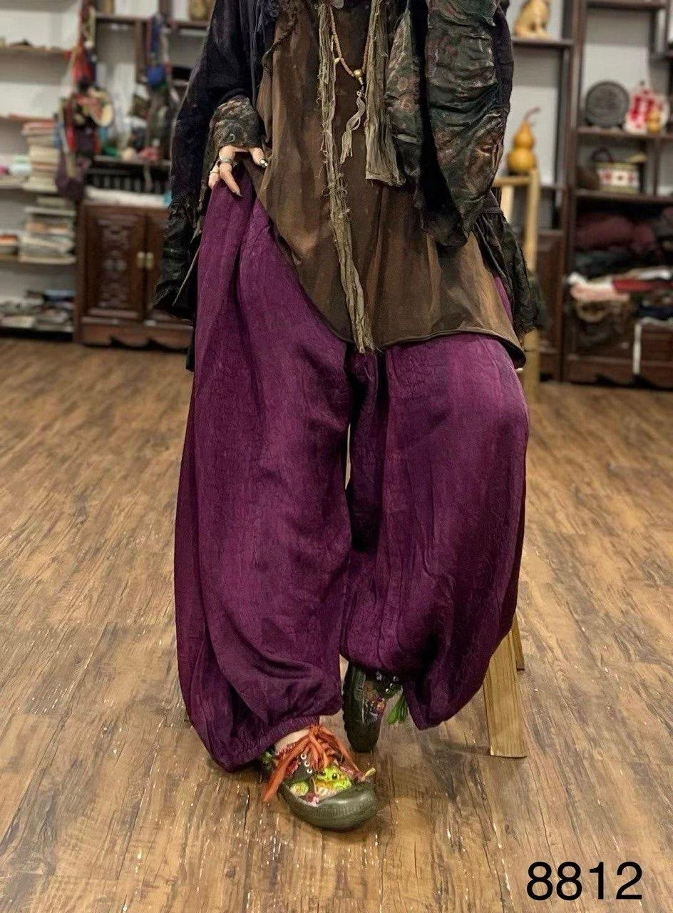 брюки в стиле бохо,брюки бохо,брюки-султанки женские из хлопка и льна с широкими штанинами,брюки бохо женские,брюки льняные