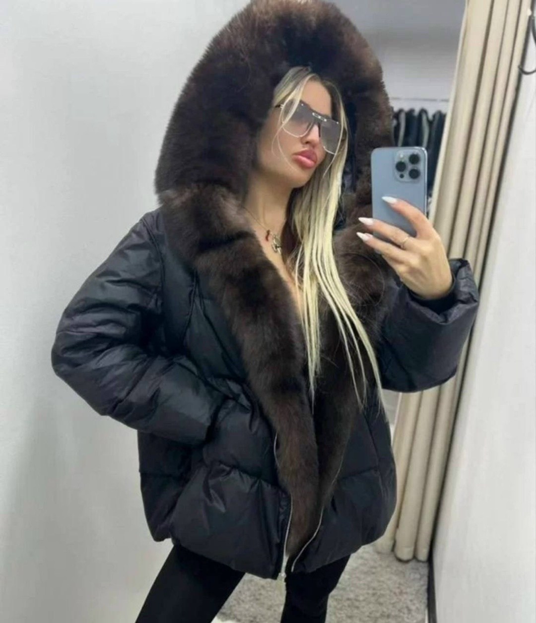 куртка - пуховик с мехом песца city furs,пуховики с мехом,пуховик с натуральным мехом,пуховик женский с натуральным мехом,куртка с мехом