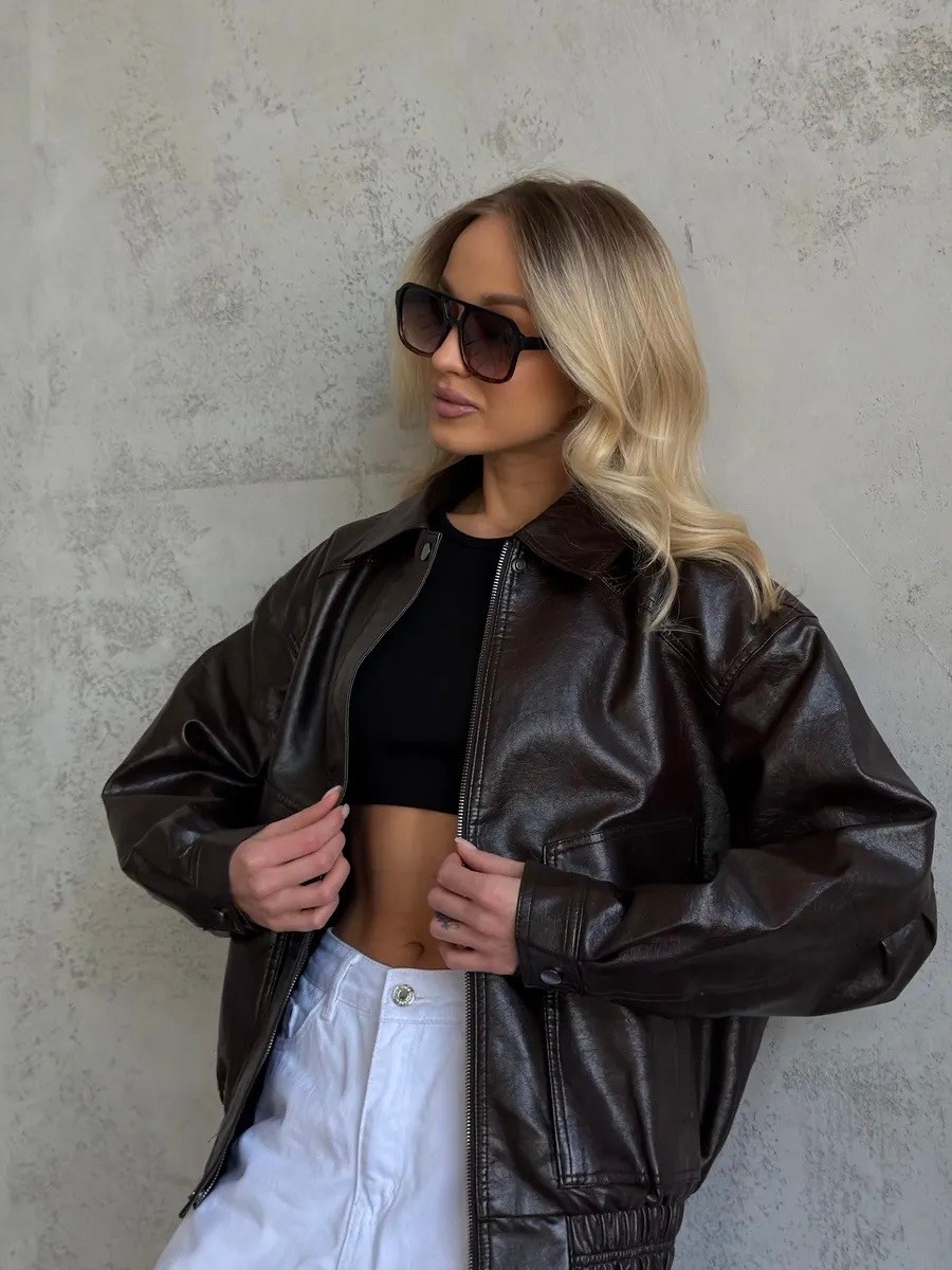 куртка бомбер из экокожи emberens,кожаная куртка,куртка бомбер,кожаная куртка бомбер,женская кожаная куртка
