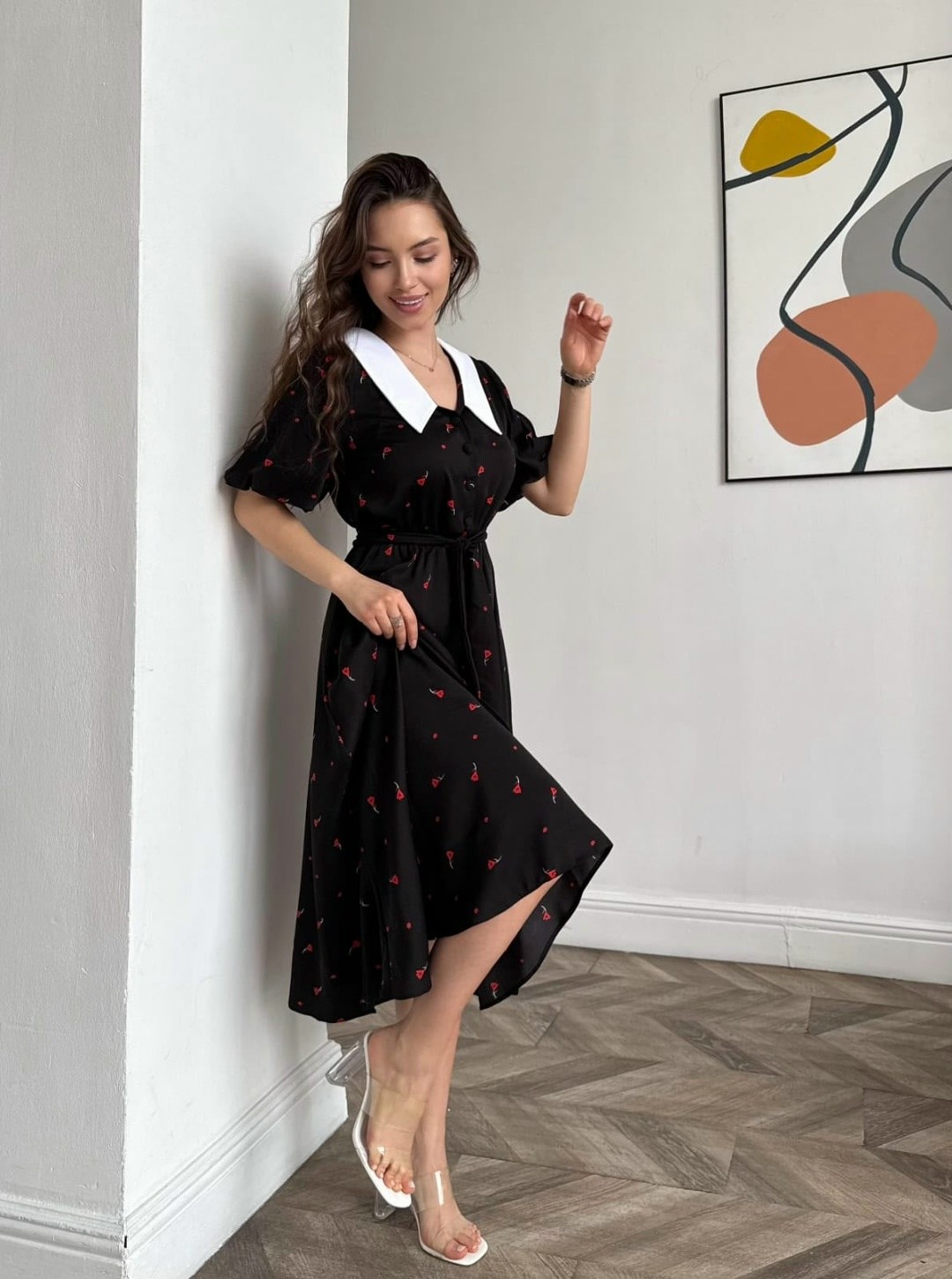 платье женское,платье,платье миди,праздничное платье,женское платье с воротником