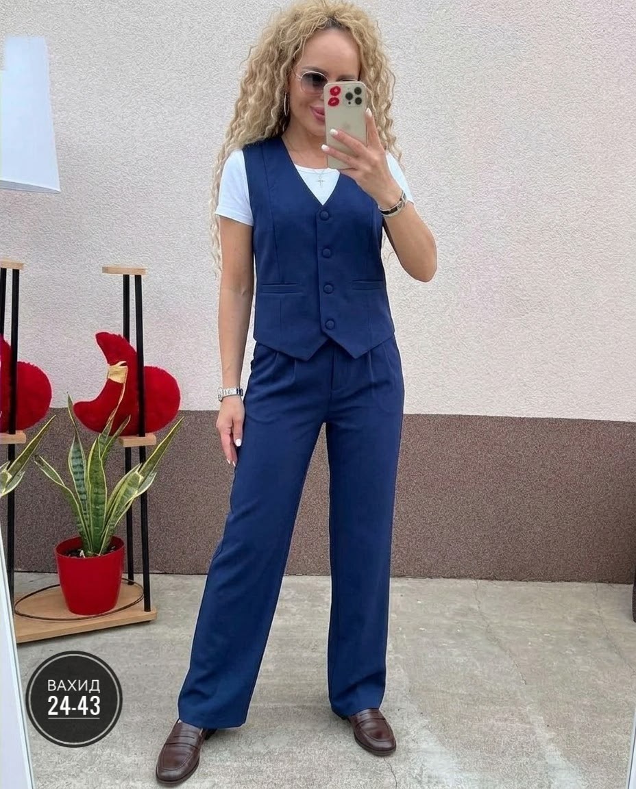 костюм брючный с жилетом,костюм брючный,классический костюм брючный с жилетом,брючный синий костюм женский,брючный костюм с жилеткой женский