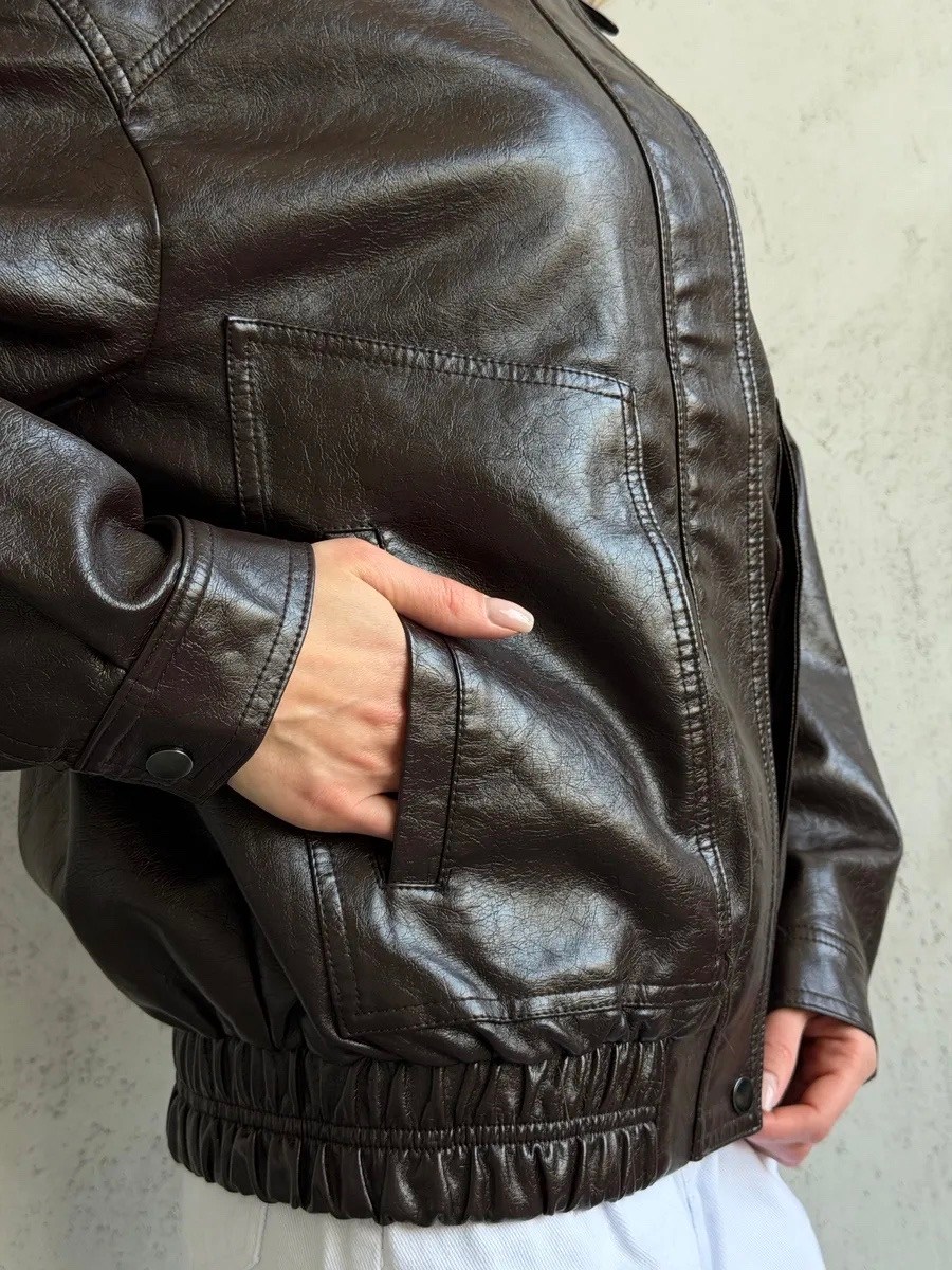 куртка бомбер из экокожи emberens,кожаная куртка,куртка бомбер,кожаная куртка бомбер,женская кожаная куртка