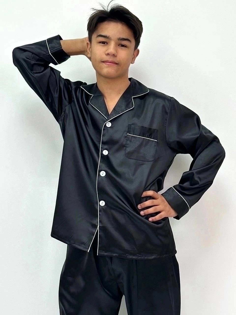 мужская пижама,мужская шелковая пижама,пижама для мужчин,шелковая пижама,пижама мужская черная