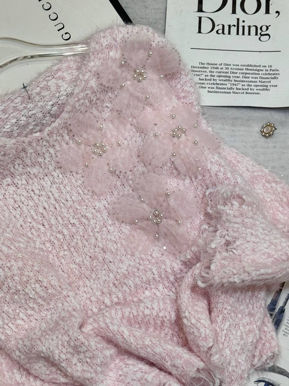 женский свитер с блестками, повседневный вязаный пуловер с цветочной аппликацией и стразами,модные свитера,свитер женский,вязаный свитер,женские вязаные свитера