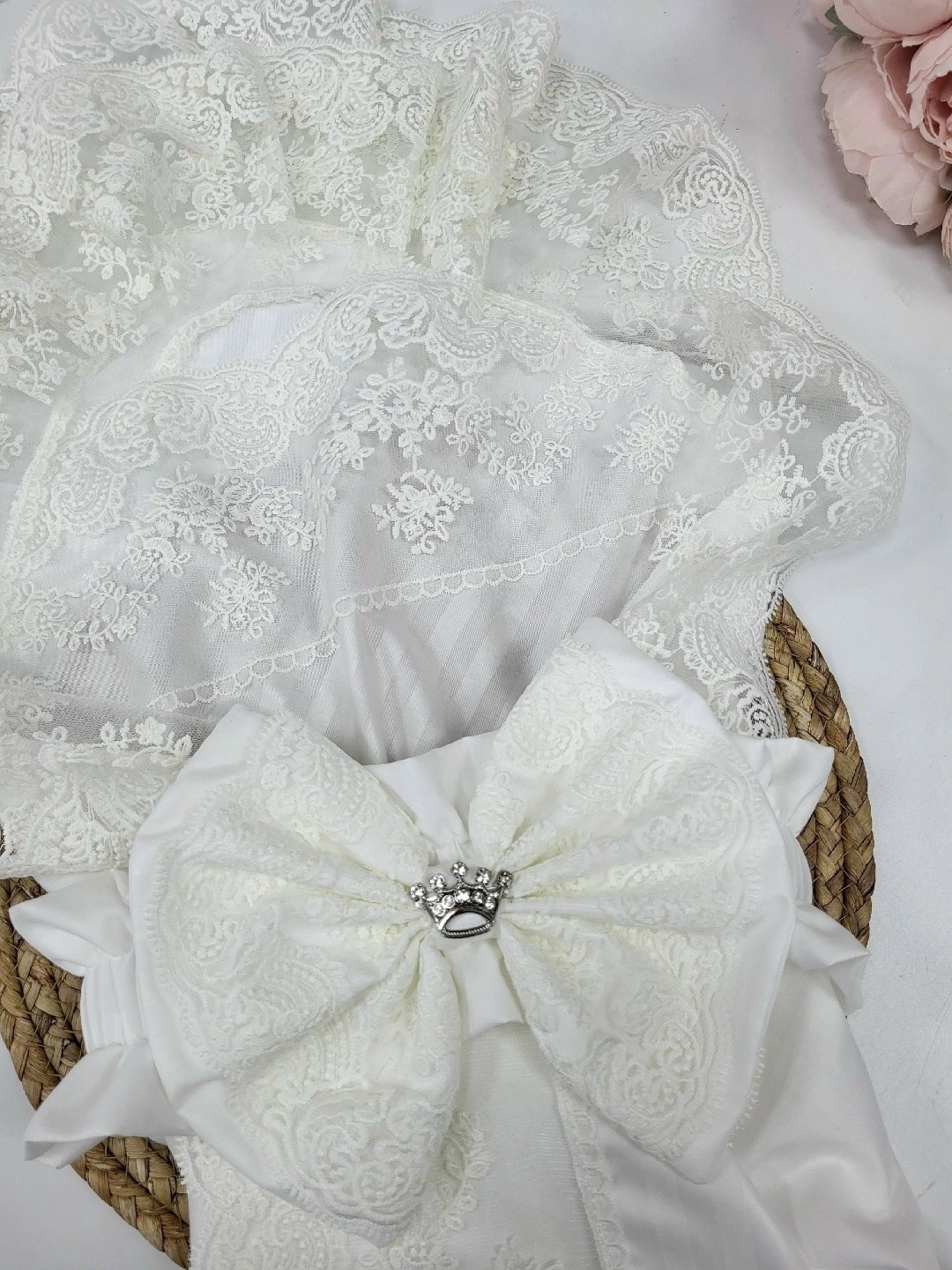 комплект на выписку asselina самия,комплект на выписку,конверт на выписку для новорожденного,летний конверт-одеяло на выписку "принцесса" (молочный с розовым кружевом),конверт на выписку