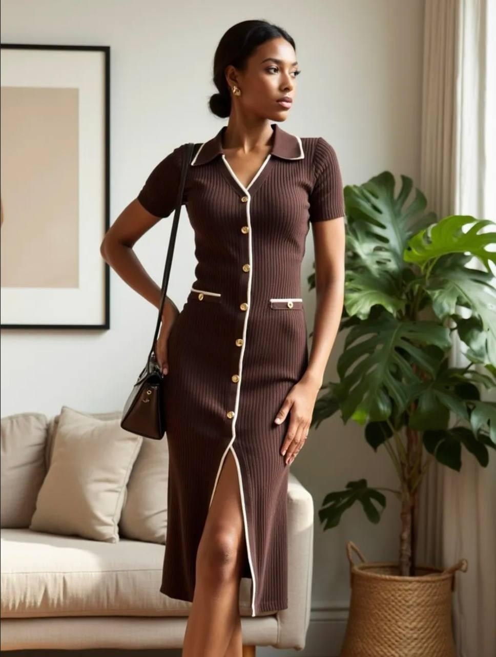 платье трикотажное миди,трикотажное платье,приталенное платье,коричневое платье,платье женской