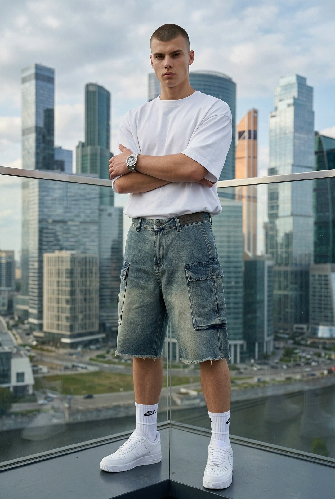 белая футболка оверсайз,джинсы свободного кроя,мужские джинсы,джинсы свободного кроя eren wide baggy 2y studios, цвет light blue,футболка оверсайз канье вест